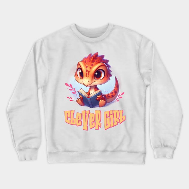 Cute Velociraptor Clever Girl Illustration Crewneck Sweatshirt by Dmytro